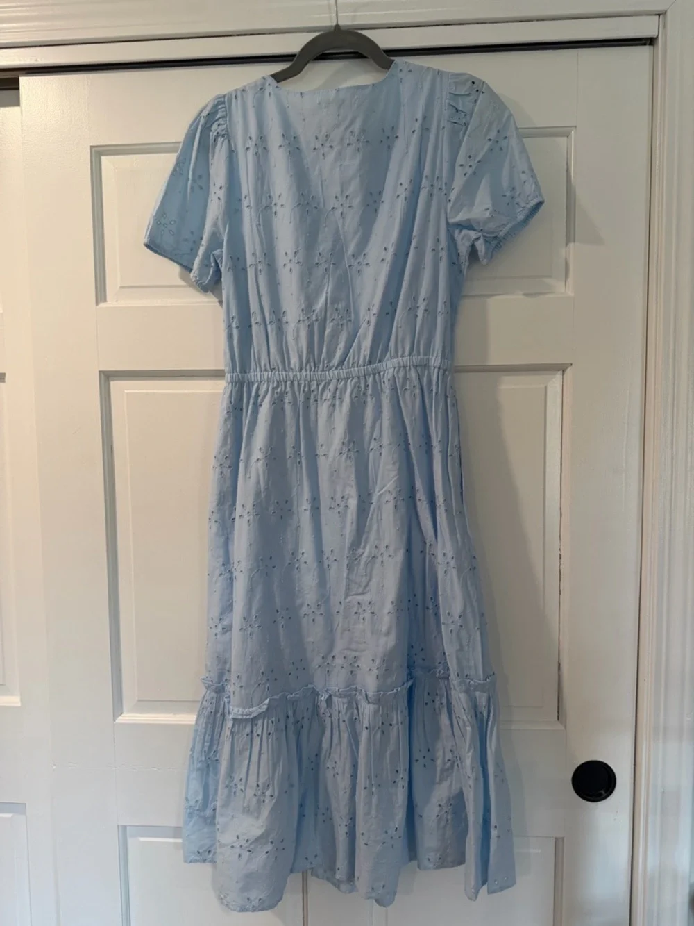 NWT J. Crew Factory Blue Eyelet Puff Sleeve Midi Dress - Size 4 - Picture 6 of 10